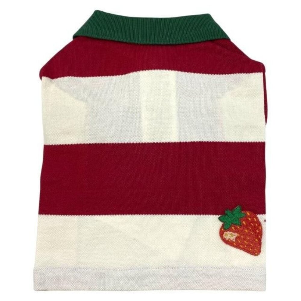Gucci Pet T-Shirt Dog Wear Pet Clothing Gg Strawberry Patched Big Stripe